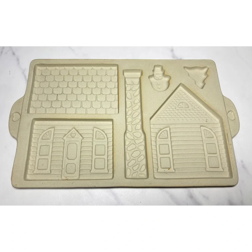 Pampered Chef Gingerbread House Stoneware Mold 1992 Vintage Holiday Baking Pan